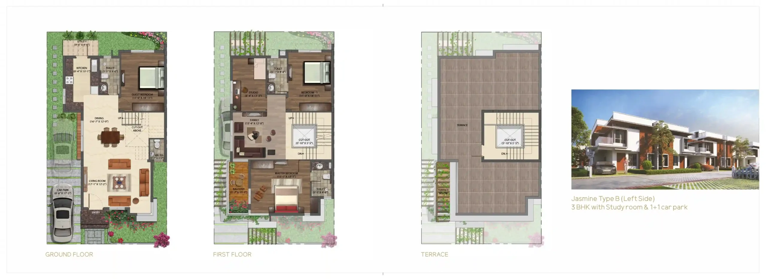 Type B Jasmine 30x50 Left Side Villa Floor Plan of NVT Mystic Garden
