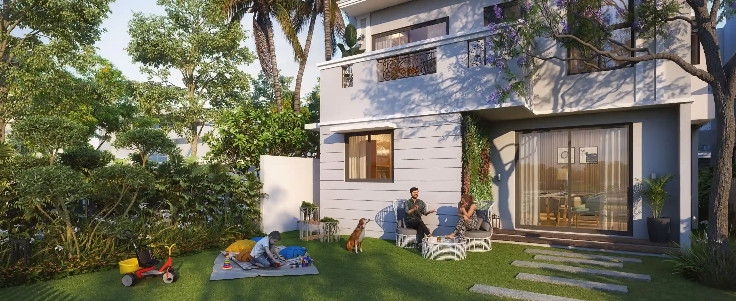 nvt villas sarjapur backyard view