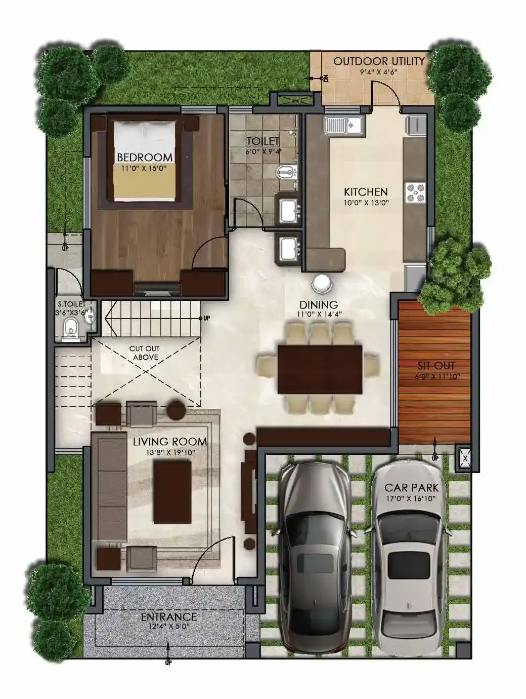 nvt arcot sky villa ground floor plan